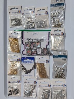 Mixed Jewelry Findings Kit - Gold & Silver Beads & Findings 15 Packages